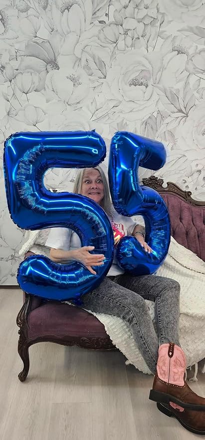 5 Balloon Numbers Birthday Decorations, 40In Navy Blue Balloons - Image 5