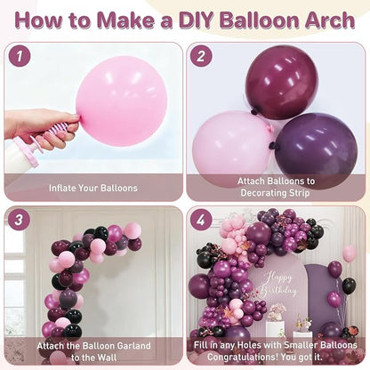 Dark Purple Black Pink Balloon Garland Arch Kit - Image 3