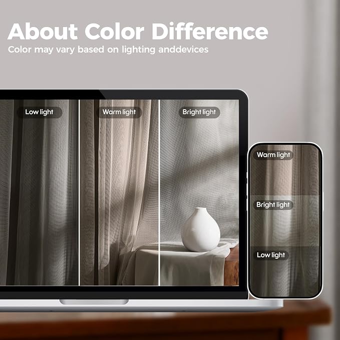 100% Blackout Curtains for Bedroom, Double Layer Grey Curtains, Room Darkening - Image 5