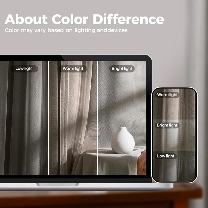 100% Blackout Curtains for Bedroom, Double Layer Grey Curtains, Room Darkening - Image 5