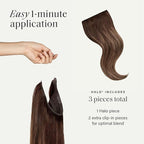 Luxy 100% Remy Human Hair – Halo Clip-In Hair Extensions –Natural Looking Volume & Length - One-Piece - Easy 5-Min Application 180 grams 20" Chocolate Brown Balayage