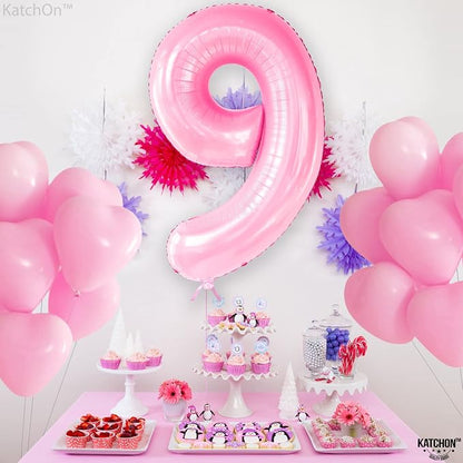 KatchOn, Giant Light Pink Number 9 Balloon - Image 6