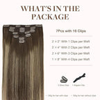 GOO GOO Clip in Hair Extensions Real Human Hair, Remy Human Hair Extensions Clip ins for Women, Natural Human Hair, 20inch 120g 7Pcs, 4/26/4 Balayage Chocolate Brown to Honey Blonde