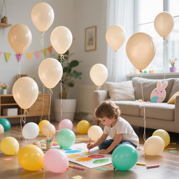Cream Balloons 30 Pack 18 inch Latex Party Neutral Round Beige Sand White - Image 7