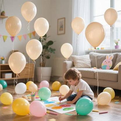 Cream Balloons 30 Pack 18 inch Latex Party Neutral Round Beige Sand White - Image 7