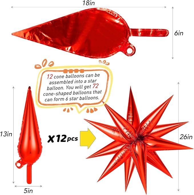 74 PCS Black Red Star Balloons - Image 6