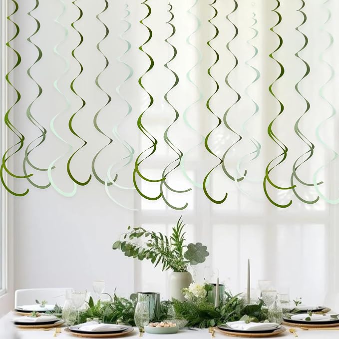 36Pcs Olive Green Hanging Swirl Decorations Ombre Sage Green Felt Swirl - Image 5