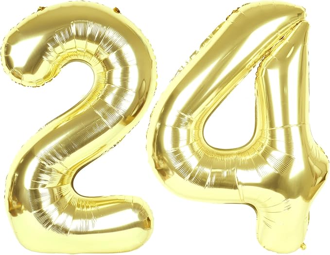 24 Balloon - Champagne Gold Birthday Number Balloons, 40 Inch Decorations | by ALPHADELTAPI