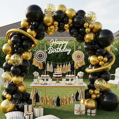 Black and Gold Balloon Arch Kit - Image 5
