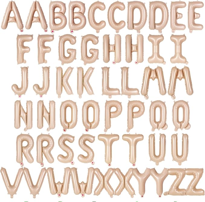 52 Pcs Caramel Letter Balloons, 16 Inch Foil Alphabet Letter Balloons, Letter by YOTHORN