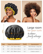 mikimini Black Small Shower Cap for Child 1 Pack, Double Layers Waterproof Bathing Hair Cap with Reusable Soft Comfortable PEVA Lining, Cute, non-fading & Stretchy Shower Hat
