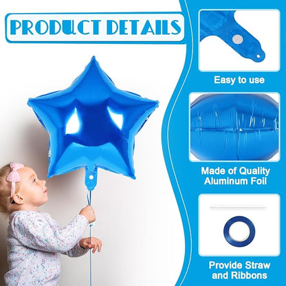 20 Pcs Star Balloons, 18 Inch Blue Star Foil Balloons, Stars Shaped Balloon - Image 5