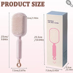 Retractable Cushion Massage Comb Brush, Pull Ring Cushion Massage Brush, Anti-Static Easy-Clean Massage Comb, Portable Travel, Smooth Clean Detangling Comb for All Hair Types(Pink)