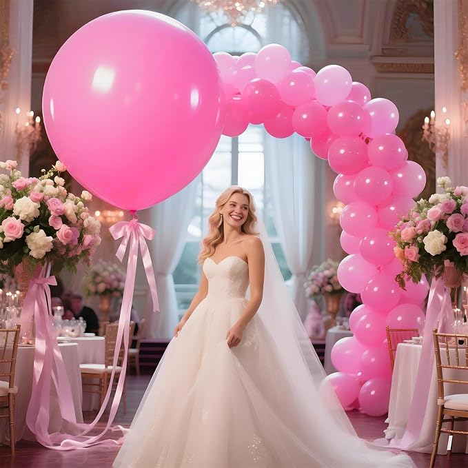 Pink Balloons 9pcs 36 Inch Extra Large Big Jumbo Giant Matte Pink Balloons - Image 6
