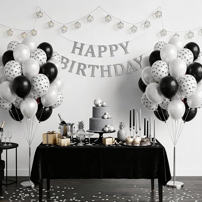 Black and White Bow Balloons, 12 Inch Pearl White Black Bow Printed Balloon - Image 5