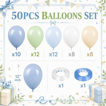 Pastel Blue Green Baby Shower Balloons - Image 2