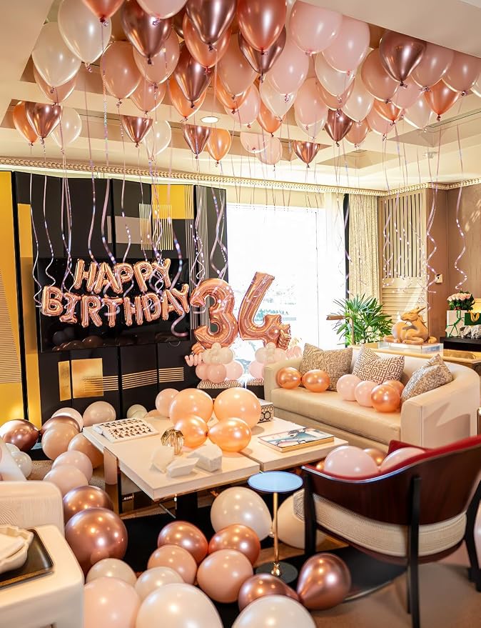 Rose Gold Balloon Garland Arch Kit, Metallic Rose Gold Pearl White and Glitter - Image 3