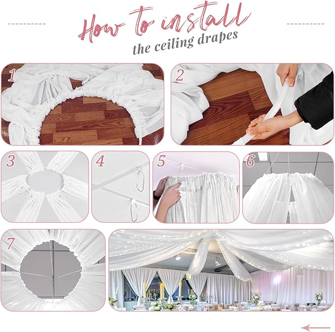8 Panels White Ceiling Drapes for Wedding Ceiling Drapes 5ftx20ft Wedding Arch - Image 7