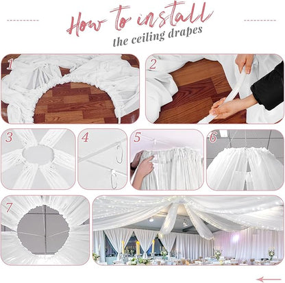 8 Panels White Ceiling Drapes for Wedding Ceiling Drapes 5ftx20ft Wedding Arch - Image 7