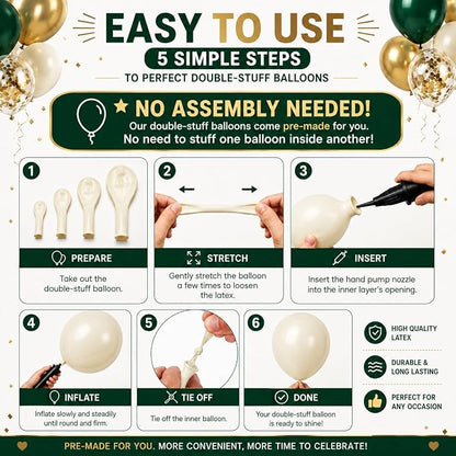 154Pcs Emerald Green and Gold Balloons Garland Arch Kit - Image 3