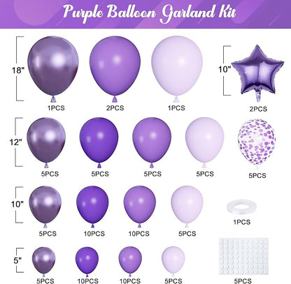 Purple Balloons Arch Garland Kit | Different Sizes Dark Light Purple Latex - Image 2