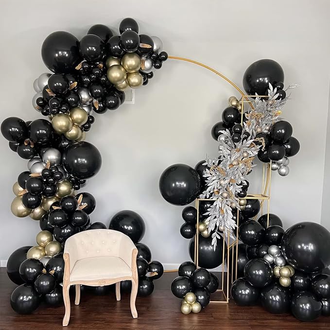 Voircoloria 130pcs Black Balloons Garland Arch Kit, 18 12 10 5 Inch | - Image 4