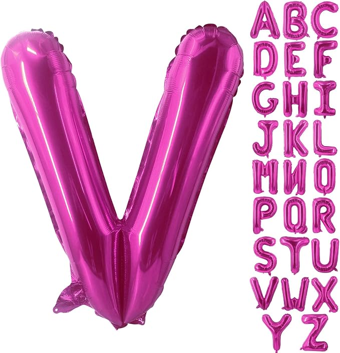 Lovoir 40 Inch Large Hot Pink Letter V Balloons Big Size Jumbo Mylar Foil by Lovoir