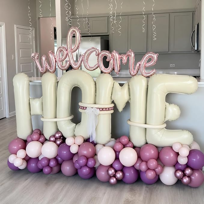 Cream HOME Balloons, 40 Inch Welcome HOME Letter Balloon Beige - Image 6