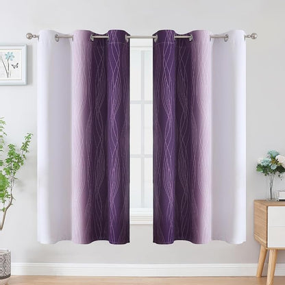 Purple and Greyish White Blackout Curtains & Drapes - Image 2