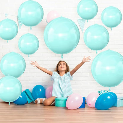 12Pcs Baby Blue Round Foil Balloons, Metallic Pastel Teal Blue Foil Balloon - Image 4