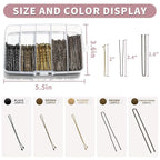 Bobby Pins and Hair Pins Combo Box 500PCS, Big Quantity Hair Pins Kit Black Brown Gold Bobby Pins and U Shape Brown for Styling Hair with Storage Box 2" / 2.4" / 2.6” for Women
