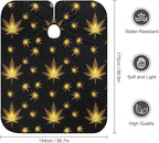 Women Cool Gold Golden Weedleaf Leaves Black Haircut Barber Cape Cover, Extra Large Hairdressing Apron for Home Stylists, Easy Clean
