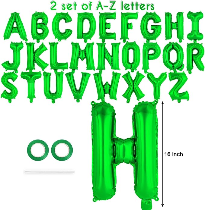 52 Pcs Green Letter Balloons, 16 Inch Foil Alphabet Letter Balloons, Letter A-Z - Image 2