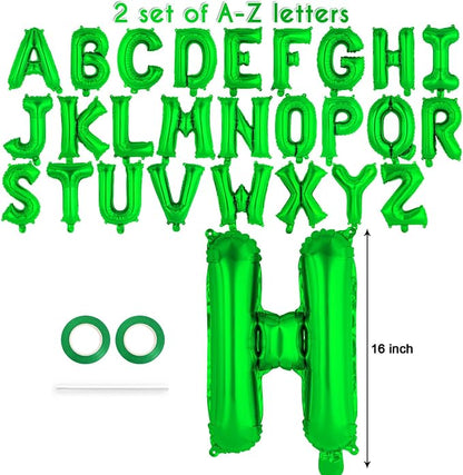 52 Pcs Green Letter Balloons, 16 Inch Foil Alphabet Letter Balloons, Letter A-Z - Image 2