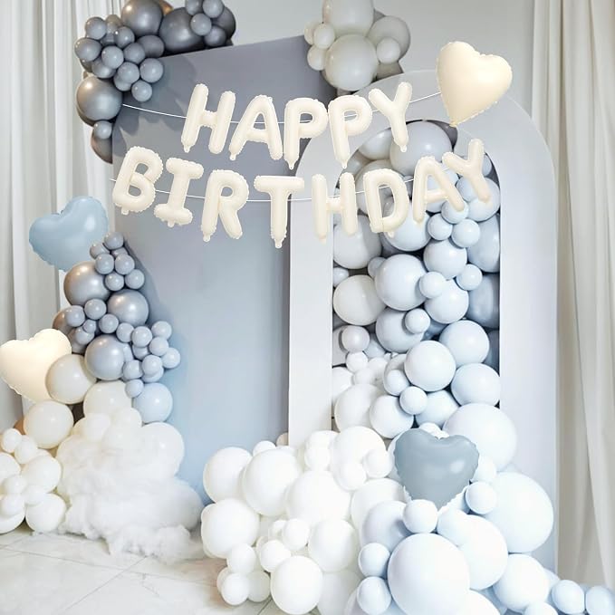 29PC Blue Heart Happy Birthday Balloon Banner, 16Inch 3D Aluminum Letter Banner - Image 4