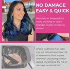 Lashey Hair Extensions Real Human Hair 48g 4pcs Blue 20 Inch Long Straight Seamless Clip in Hair Extensions Human Hair for Colored Highlight
