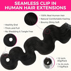 Lashey Body Wave 110g 7pcs Clip in Hair Extensions 22 Inch Seamless Clip in Hair Extensions Human Hair with Invisi Edge