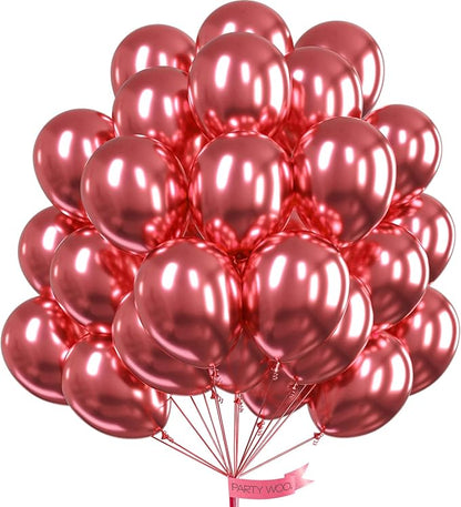 PartyWoo Metallic Pink Balloons 50pcs Chrome Hot Pink Magenta Fuchsia Color | by PartyWoo