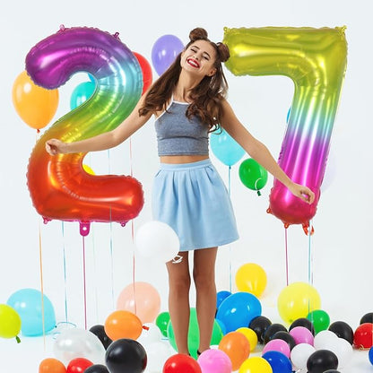 Rainbow Number 7 Balloon 40 Inch, Big Large Foil Number Balloons, Gradient - Image 5