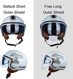Open Face Motorcycle Helmet for Adults, DOT Approved,3/4 Retro Vespa Helmet, Dual Visors Men's and Women's Motorbike Casco for Moped Cruiser Bobber and Chopper