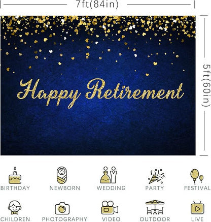 Happy Retirement Backdrop Royal Blue Backdrop - Image 6