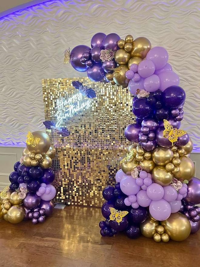 Purple and Gold Balloons Garland Arch Kit - Image 5
