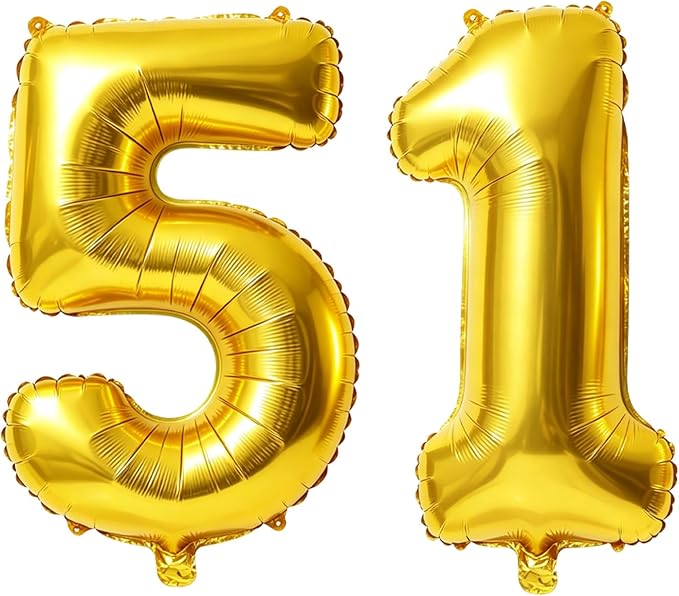40 Inch Number 51 Balloons for 51st Birthday Party Decorations, 0-100 Gold by FOBELEC