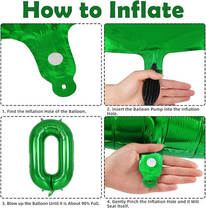 Dark Green Number 0 Balloon 40 Inch, Big Large Foil Helium Number Balloons - Image 7