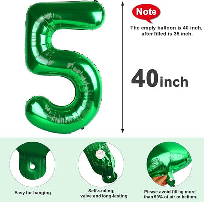 Number 5 Balloons 40 Inch for 5 15 Birthday Party Decorations, Dark Green | - Image 7