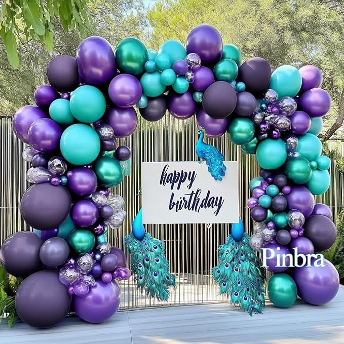 Purple Teal Balloon Garland Double Stuffed Dark Purple Blue Turquoise Green - Image 5