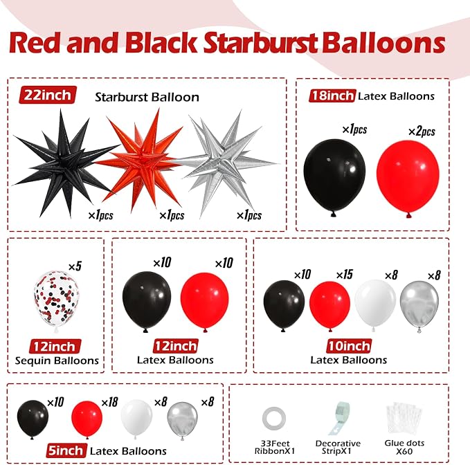 Red and Black Balloon Arch Kit - Image 2
