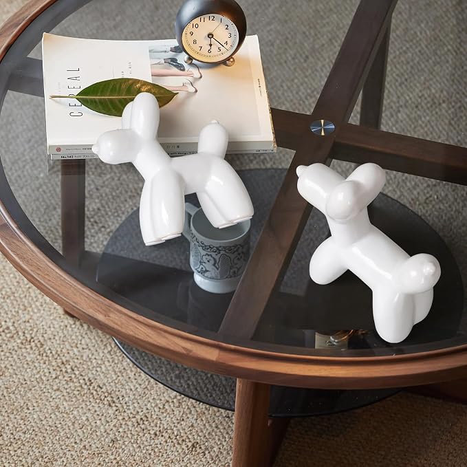 Notakia Large White Cute Ceramics Balloon Dog Statue Crafts Living Room Desktop - Image 7