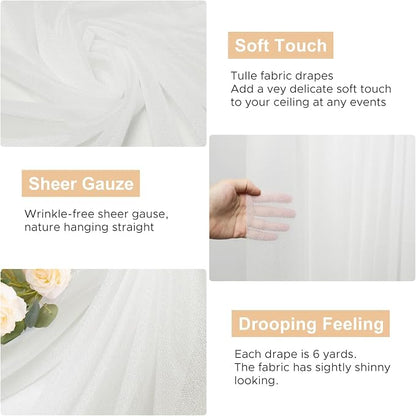 Ivory Wedding Arch Draping Fabric Backdrop Drapes Sheer 3 Panels | 28.7"x20FT - Image 2