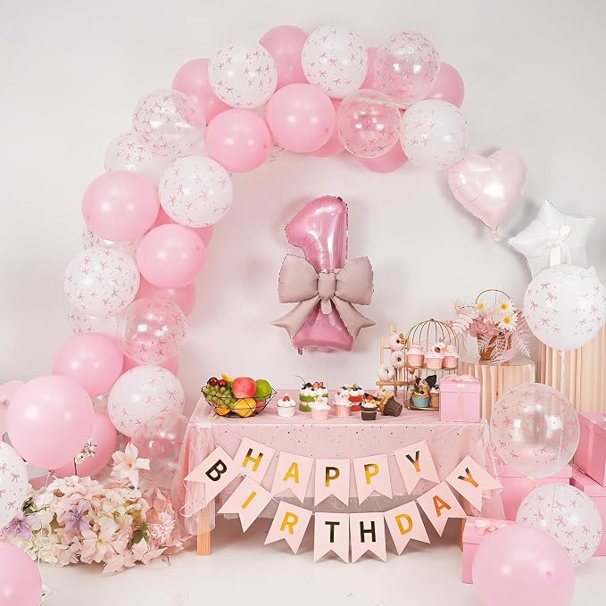 1st Pink Bow Birthday Decorations - Image 8